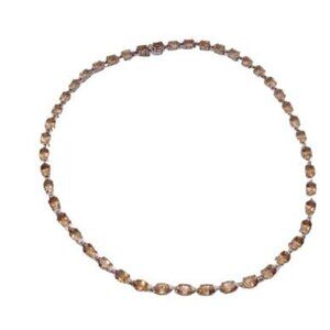 AN 925 Sterling Silver & Citrine Yellow Necklace Oval Cut Box Closure Gift